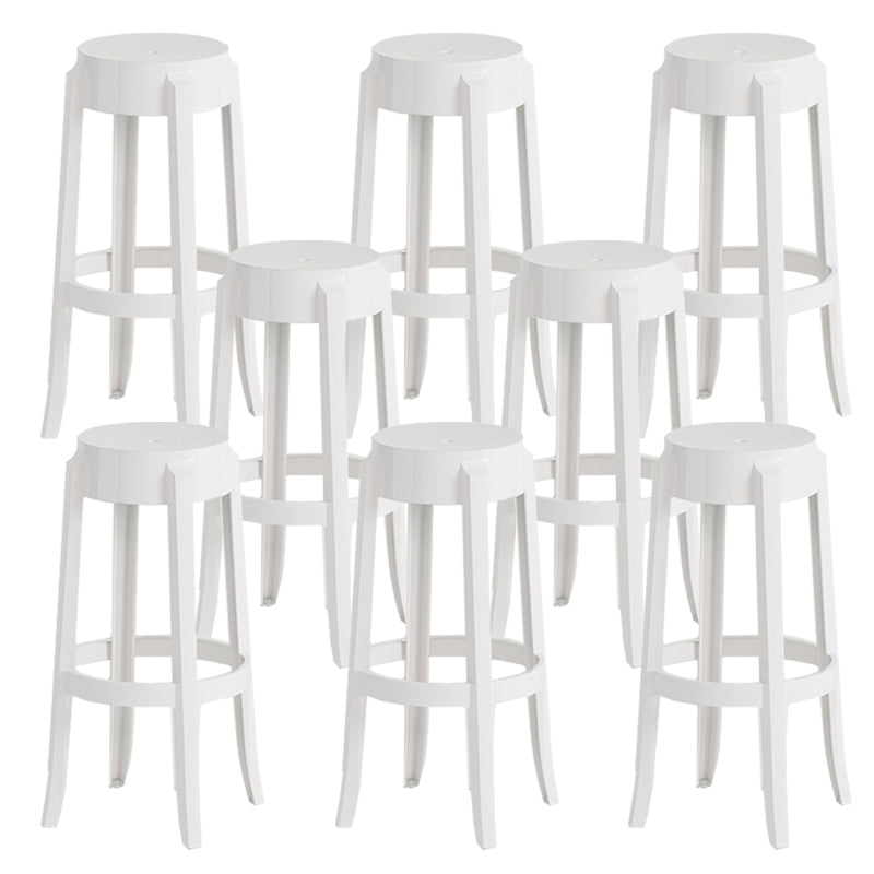 Contemporary Plastic Backless Counter High Stool with 4 Legs
