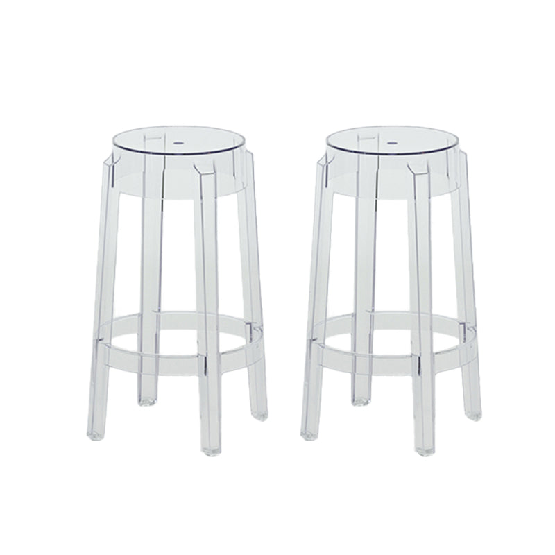 Contemporary Plastic Backless Counter High Stool with 4 Legs
