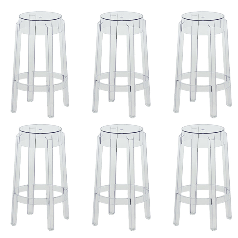 Contemporary Plastic Backless Counter High Stool with 4 Legs