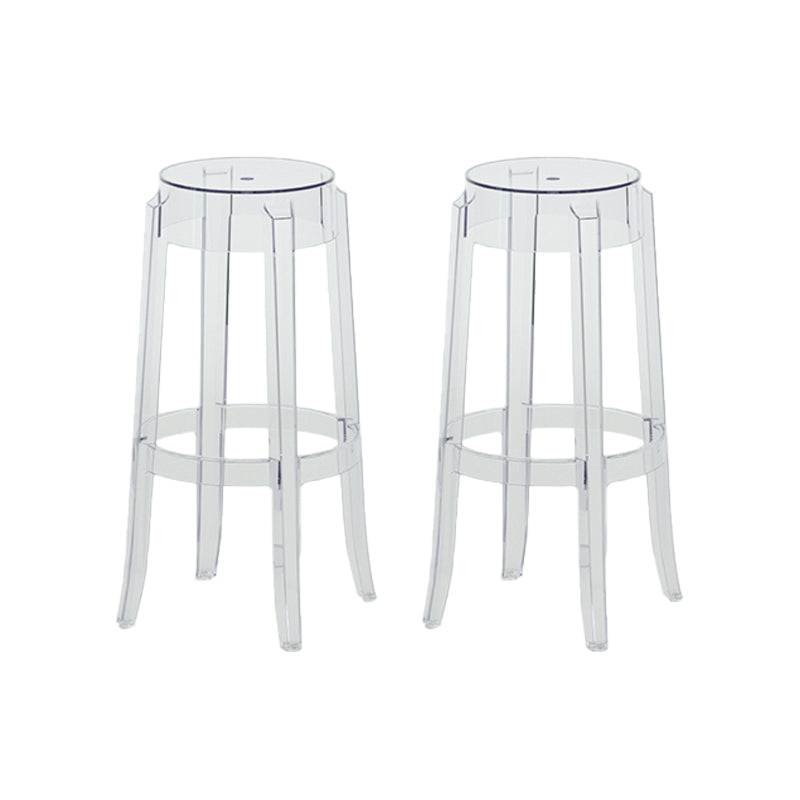 Contemporary Plastic Backless Counter High Stool with 4 Legs