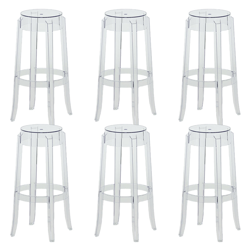 Contemporary Plastic Backless Counter High Stool with 4 Legs