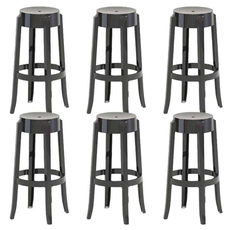 Contemporary Plastic Backless Counter High Stool with 4 Legs