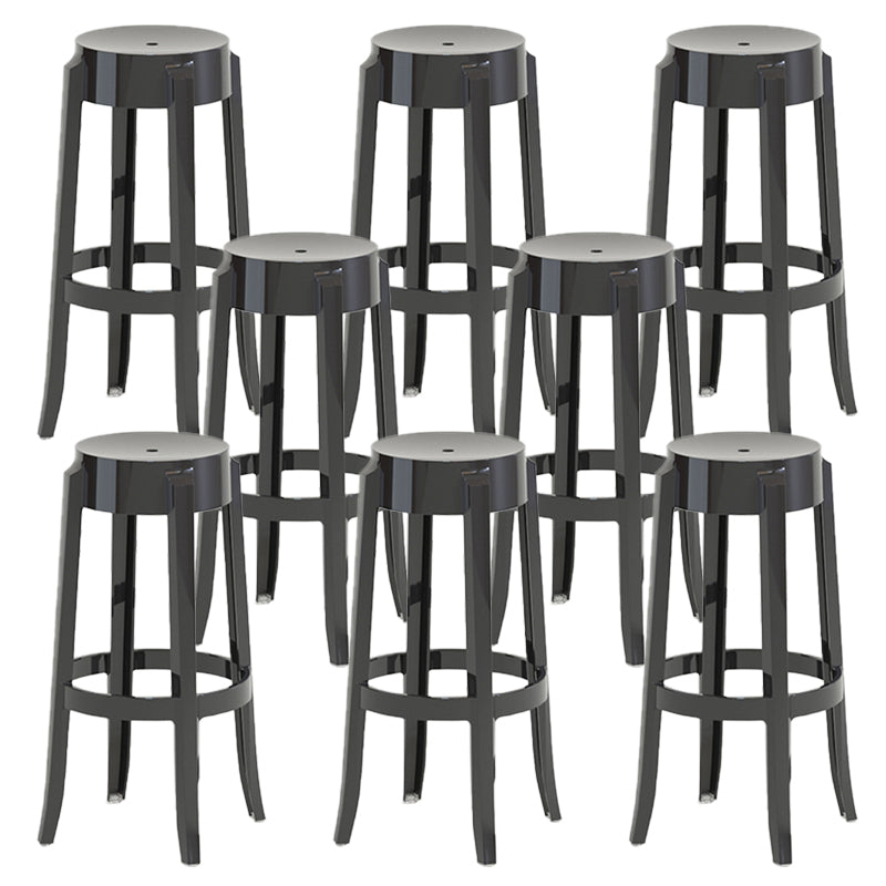 Contemporary Plastic Backless Counter High Stool with 4 Legs