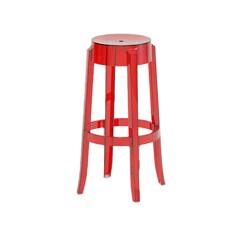 Contemporary Plastic Backless Counter High Stool with 4 Legs