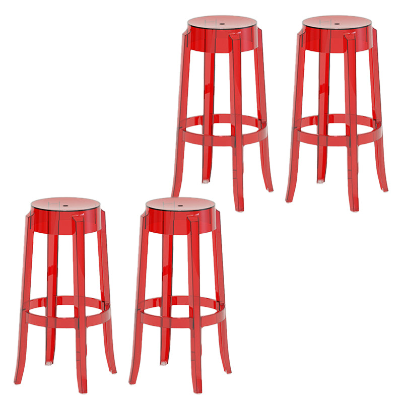 Contemporary Plastic Backless Counter High Stool with 4 Legs