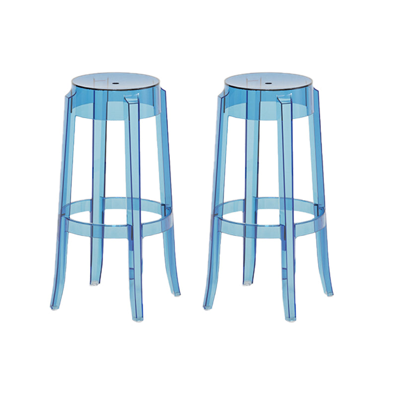 Contemporary Plastic Backless Counter High Stool with 4 Legs