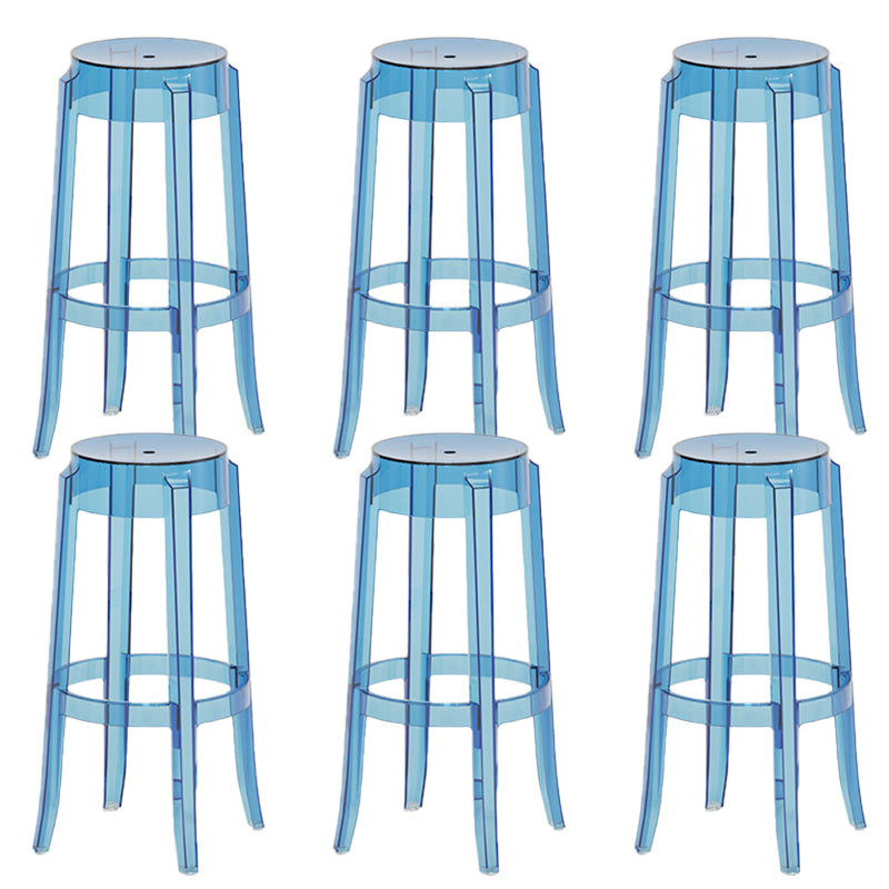 Contemporary Plastic Backless Counter High Stool with 4 Legs