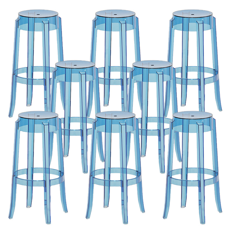 Contemporary Plastic Backless Counter High Stool with 4 Legs
