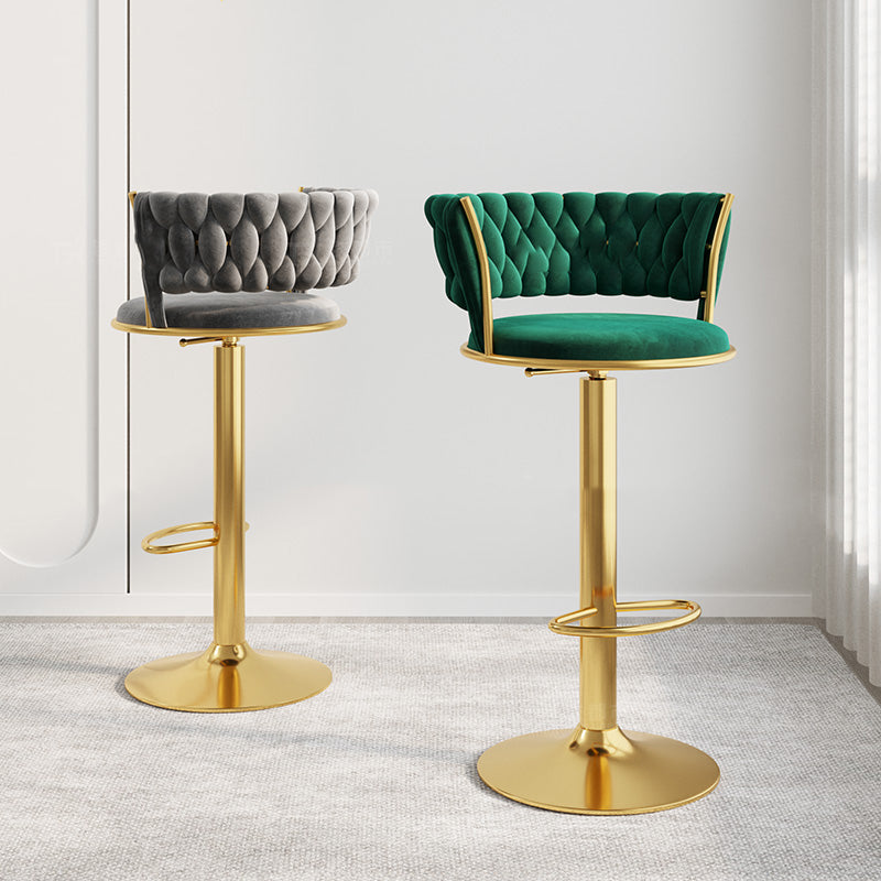 Modern Style Adjustable Backrest Counter Stool with Gold Base and Leather Cushion