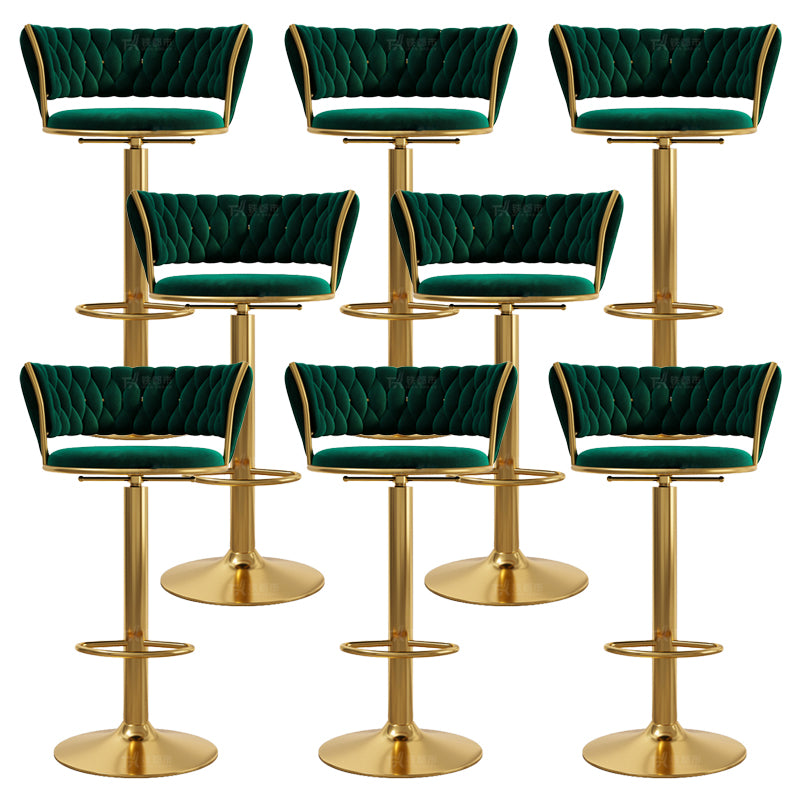 Modern Style Adjustable Backrest Counter Stool with Gold Base and Leather Cushion