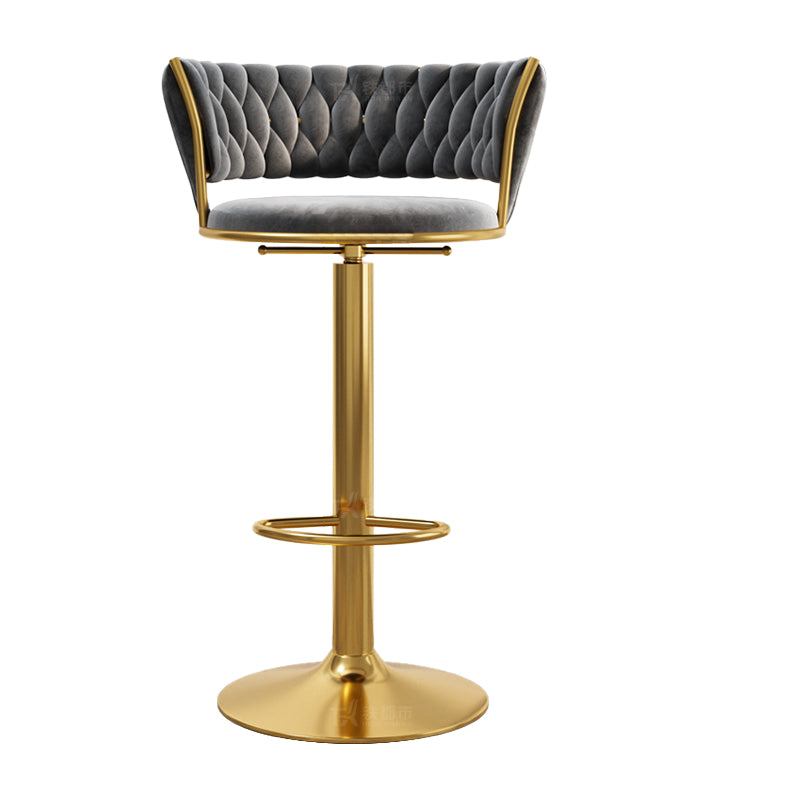 Modern Style Adjustable Backrest Counter Stool with Gold Base and Leather Cushion