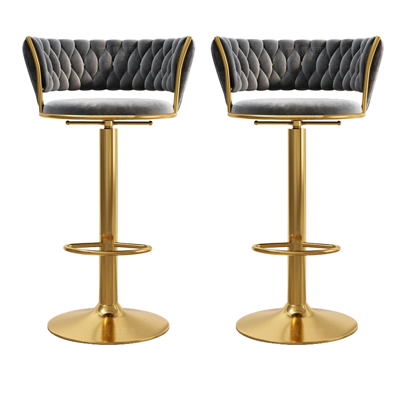 Modern Style Adjustable Backrest Counter Stool with Gold Base and Leather Cushion
