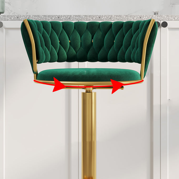Modern Style Adjustable Backrest Counter Stool with Gold Base and Leather Cushion