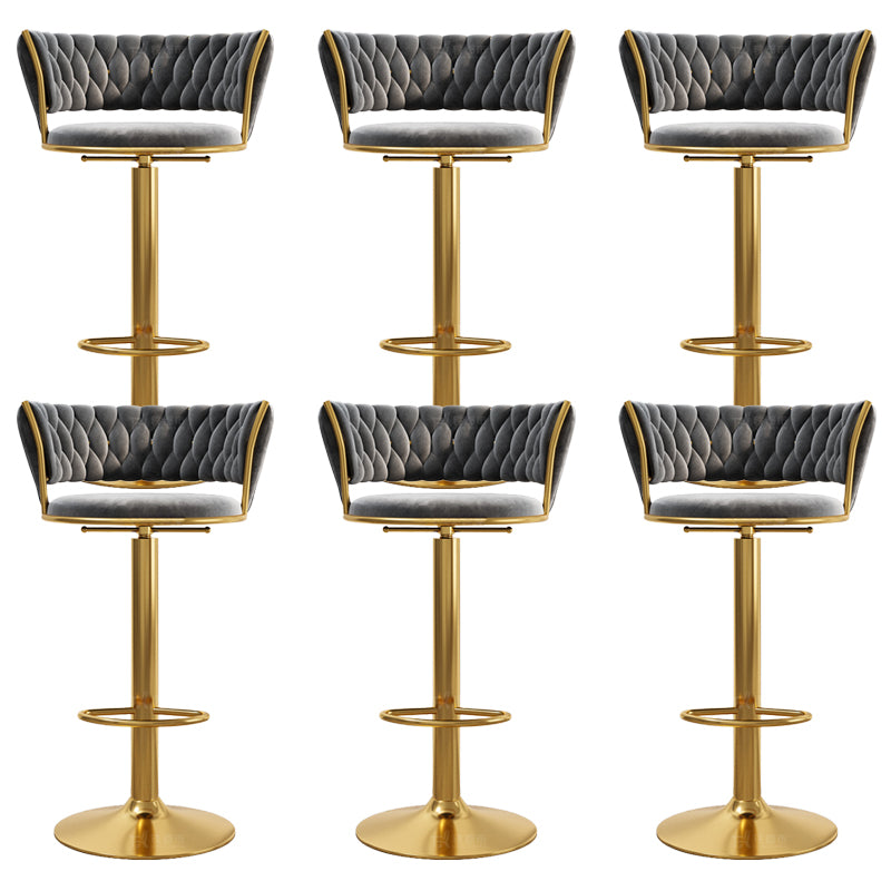 Modern Style Adjustable Backrest Counter Stool with Gold Base and Leather Cushion