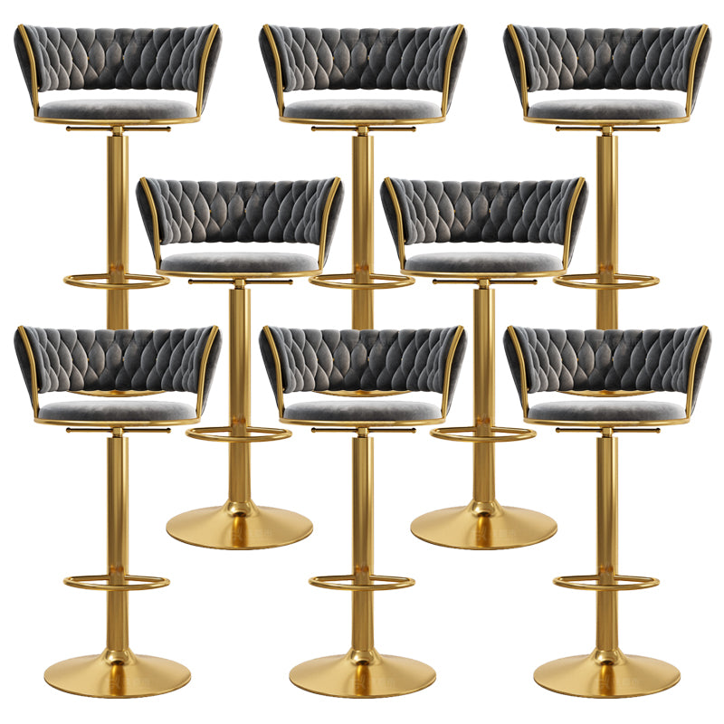 Modern Style Adjustable Backrest Counter Stool with Gold Base and Leather Cushion