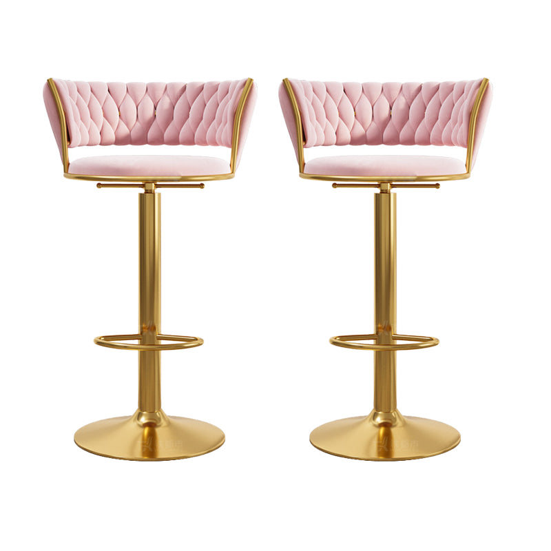 Modern Style Adjustable Backrest Counter Stool with Gold Base and Leather Cushion