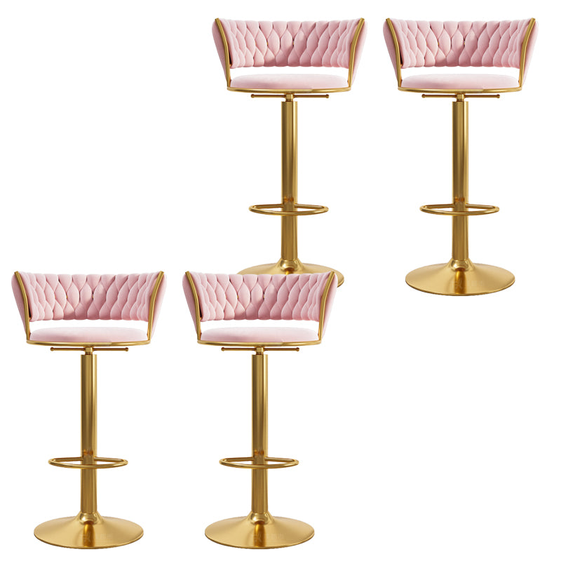Modern Style Adjustable Backrest Counter Stool with Gold Base and Leather Cushion