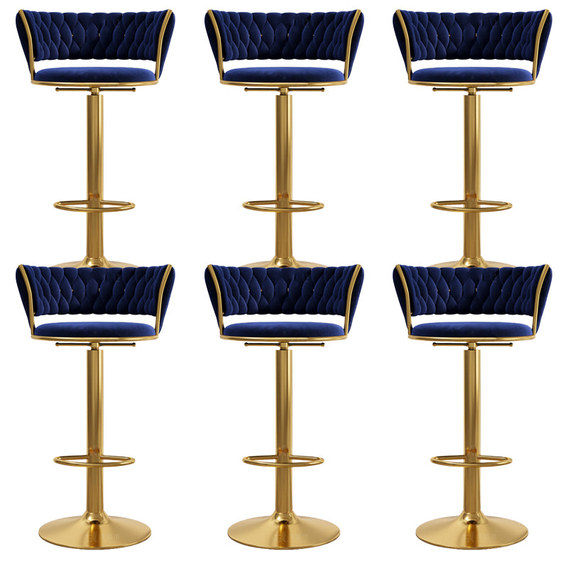 Modern Style Adjustable Backrest Counter Stool with Gold Base and Leather Cushion