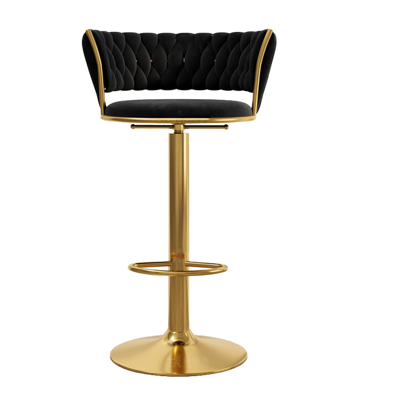Modern Style Adjustable Backrest Counter Stool with Gold Base and Leather Cushion