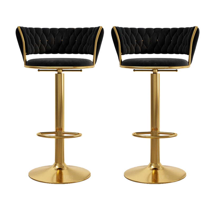 Modern Style Adjustable Backrest Counter Stool with Gold Base and Leather Cushion