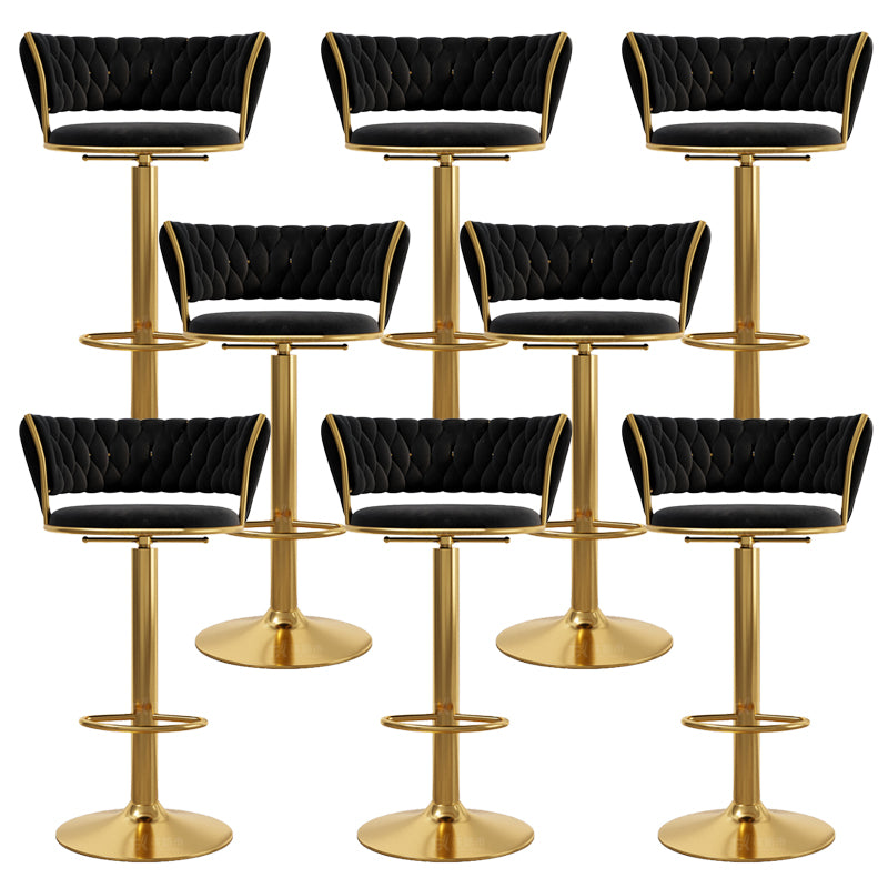 Modern Style Adjustable Backrest Counter Stool with Gold Base and Leather Cushion