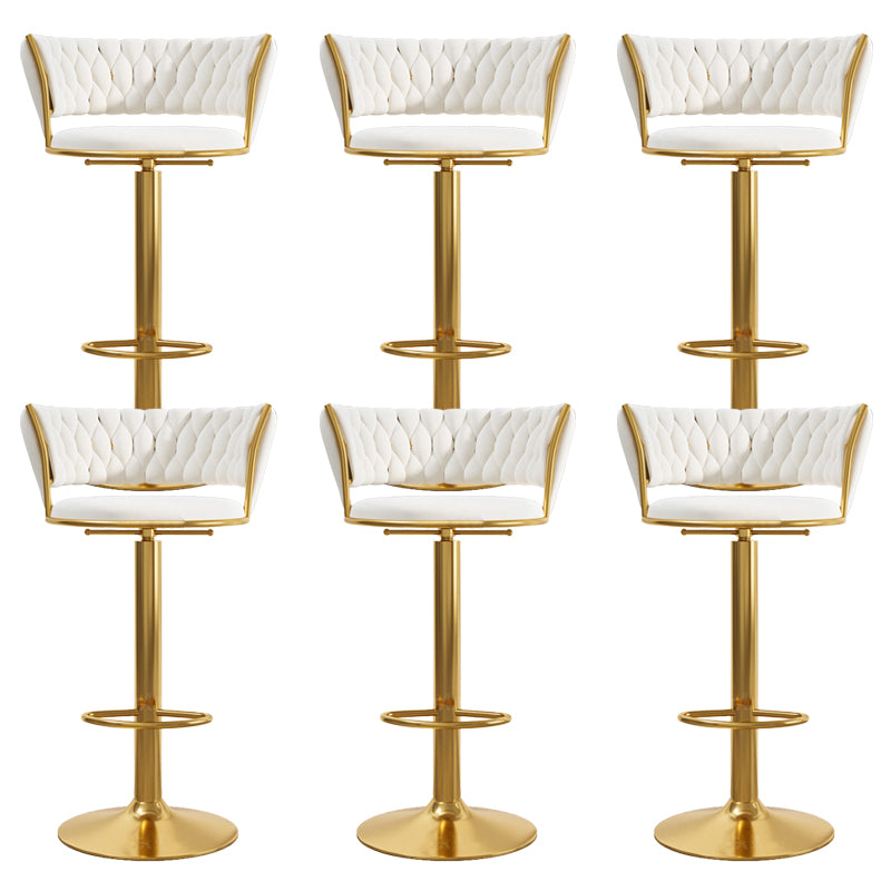 Modern Style Adjustable Backrest Counter Stool with Gold Base and Leather Cushion