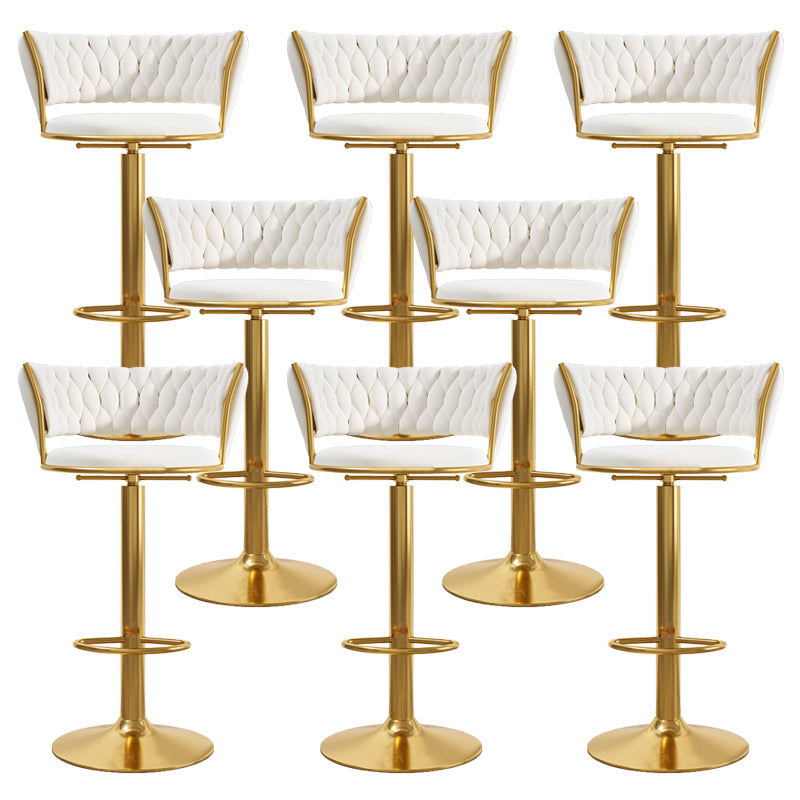 Modern Style Adjustable Backrest Counter Stool with Gold Base and Leather Cushion
