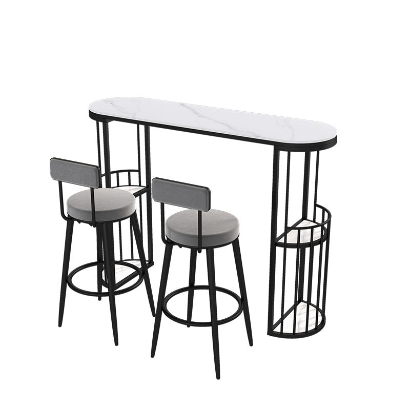 Modern Style 2/3 Pieces Stone Oval Bar Table Set for Living Room