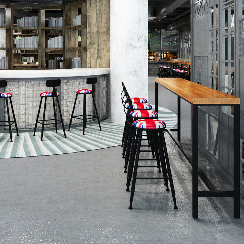 Industrial Style Solid Wood Top Rectangle Bar Dining Table for Dining Room