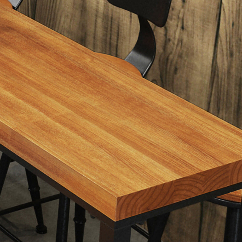 Industrial Style Solid Wood Top Rectangle Bar Dining Table for Dining Room