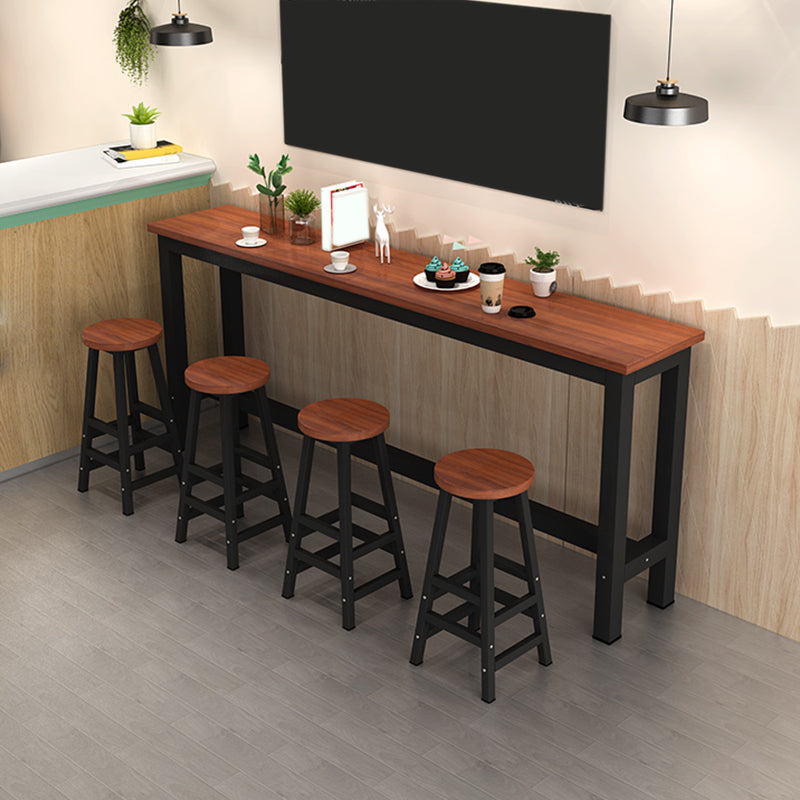 Manufactured Wood Rectangle Bar Table with Trestle for Living Room