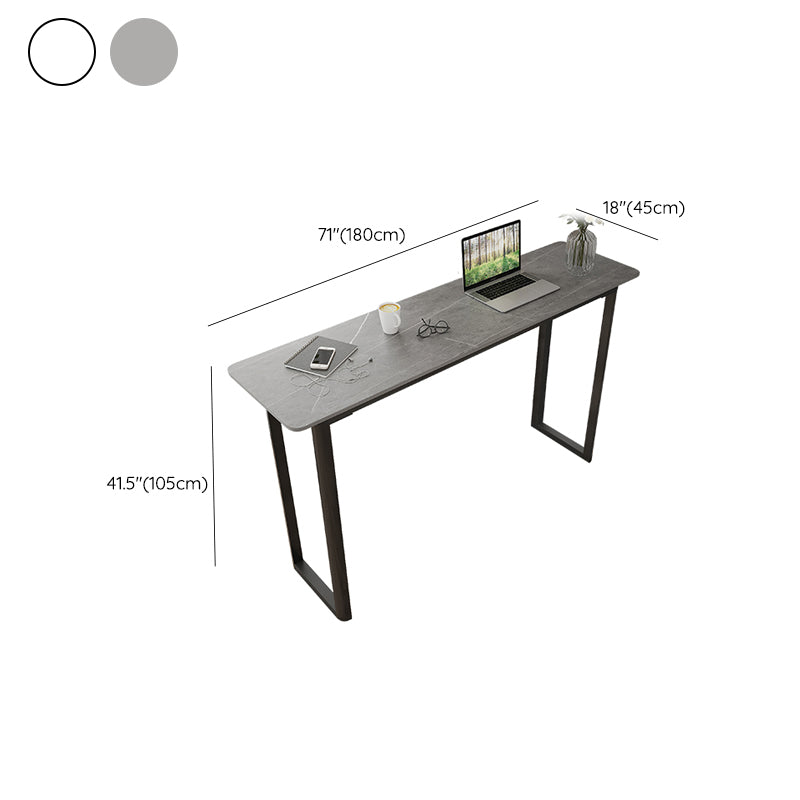 Modern Sintered Stone Top Rectangle Sled Bar Dining Table with Metal Base