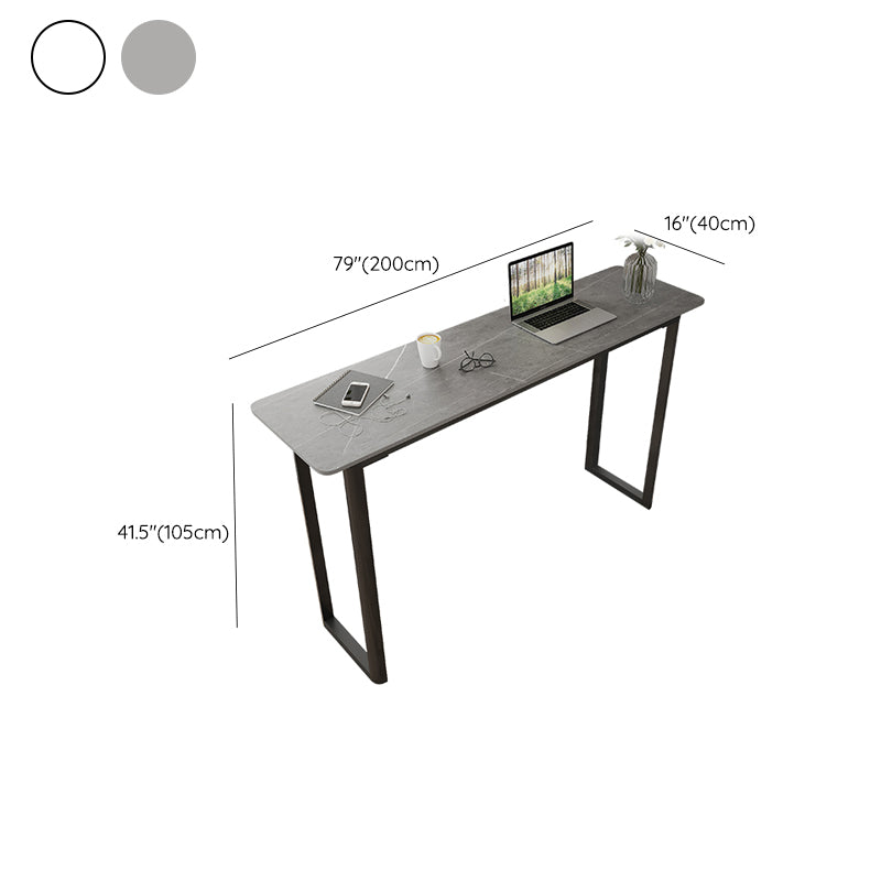 Modern Sintered Stone Top Rectangle Sled Bar Dining Table with Metal Base