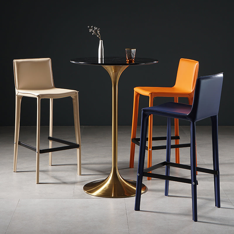 Contemporary Round Pedestal Bar Dining Table with Metal Base