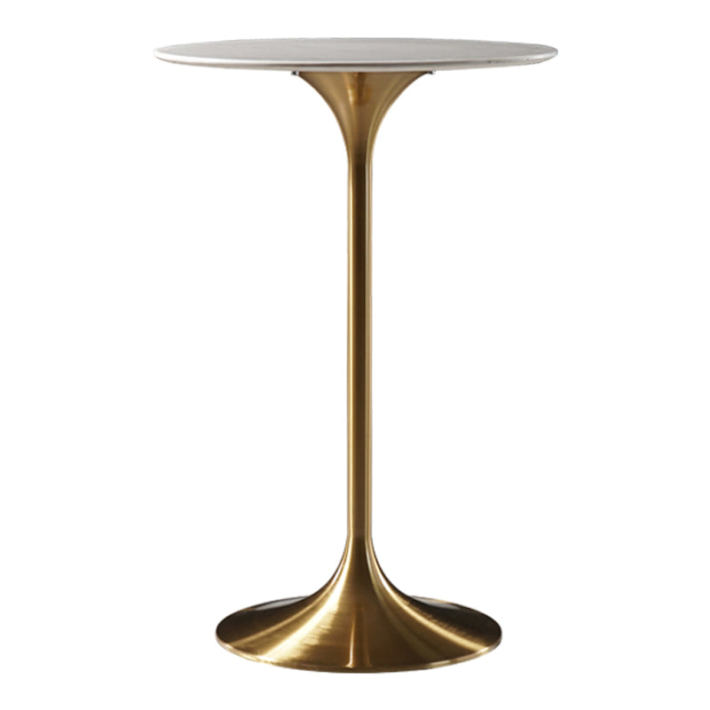 Contemporary Round Pedestal Bar Dining Table with Metal Base
