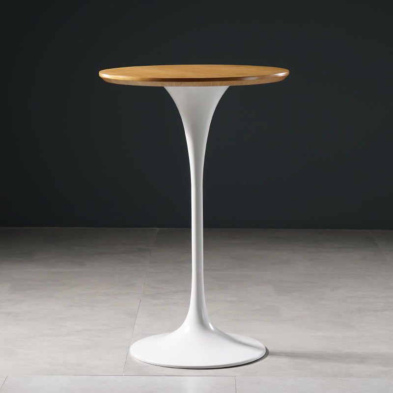 Contemporary Round Pedestal Bar Dining Table with Metal Base