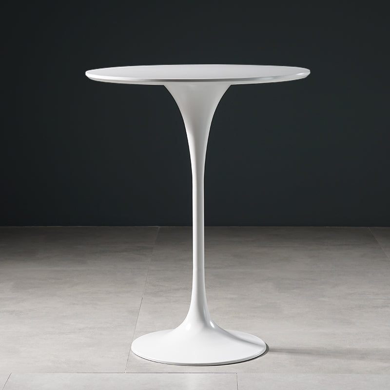 Contemporary Round Pedestal Bar Dining Table with Metal Base