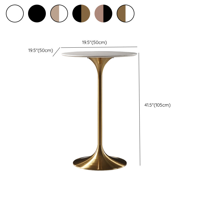Contemporary Round Pedestal Bar Dining Table with Metal Base