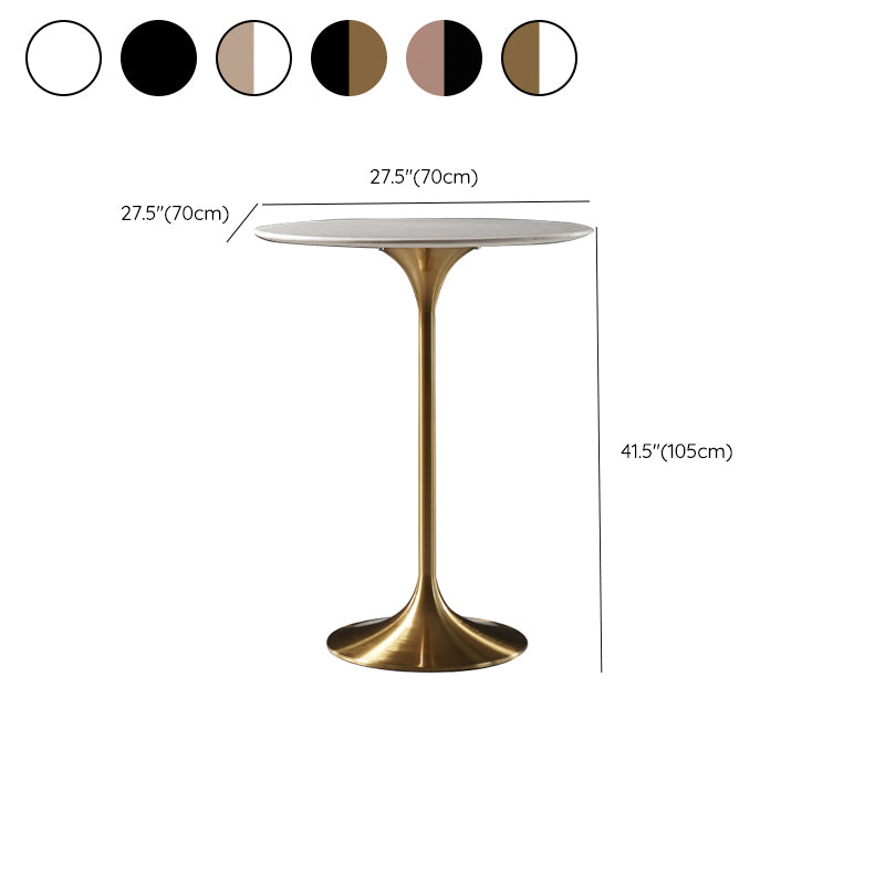 Contemporary Round Pedestal Bar Dining Table with Metal Base