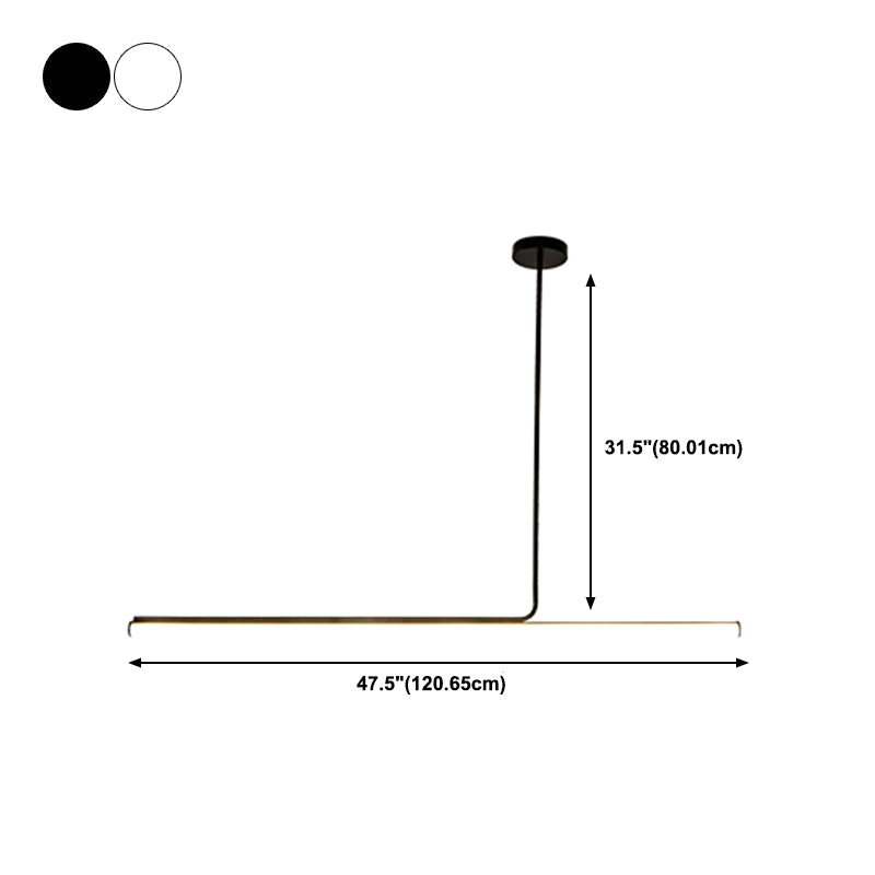 Modern Aluminum Pendant Lighting Linear Shape Hanging Light Fixtures in Black and White