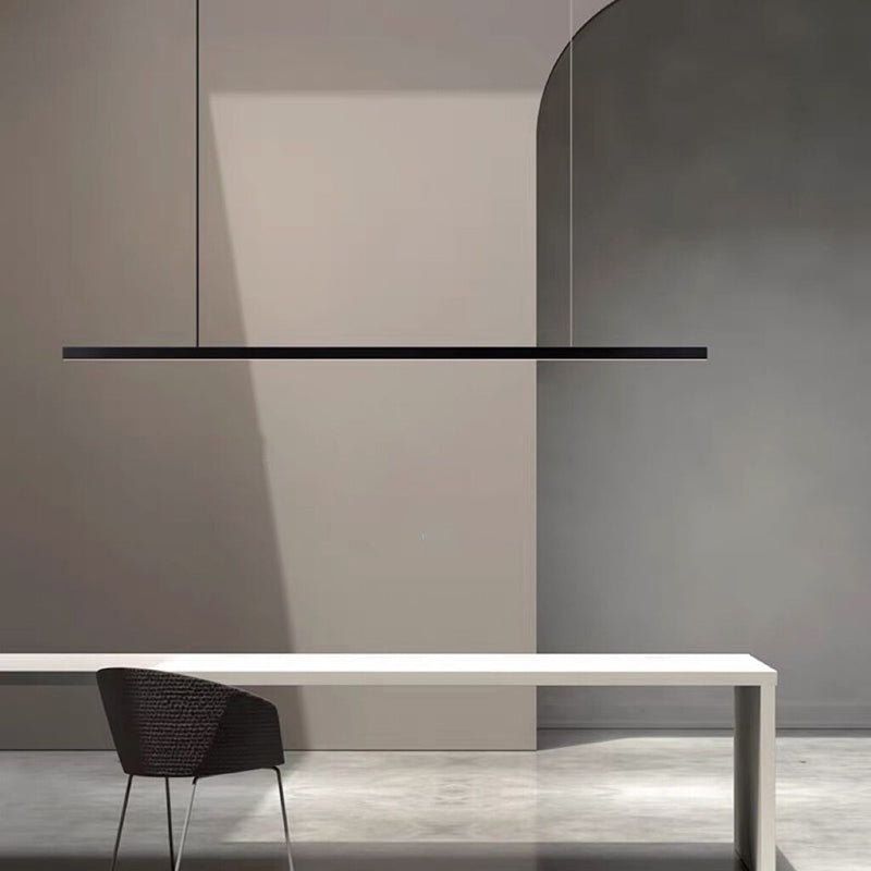 Minimalism Linear LED Island Light Fixture in Black for Dining Room