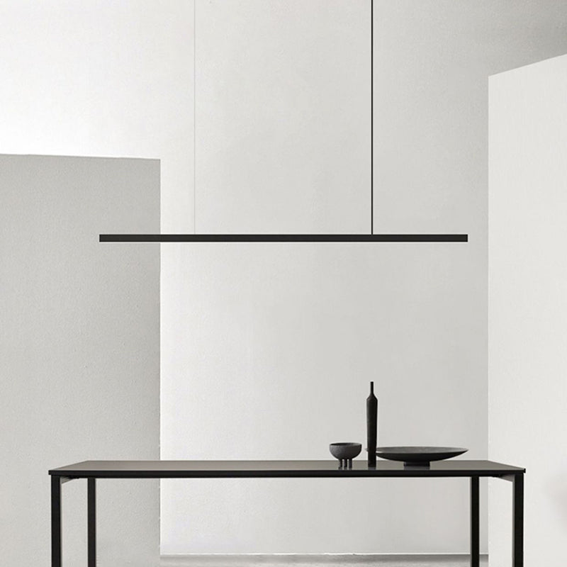 Minimalism Linear LED Island Light Fixture in Black for Dining Room