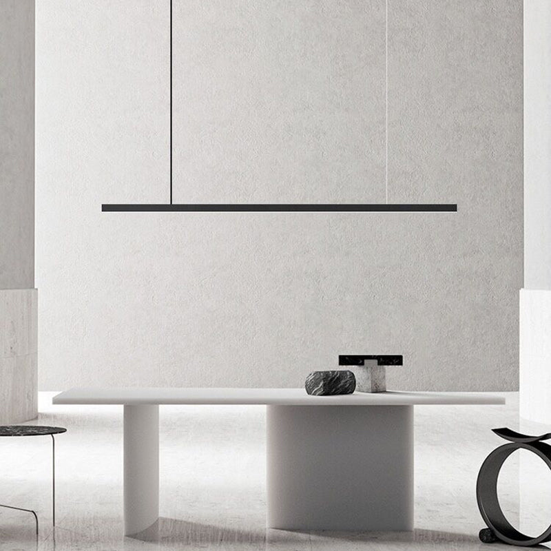 Minimalism Linear LED Island Light Fixture in Black for Dining Room