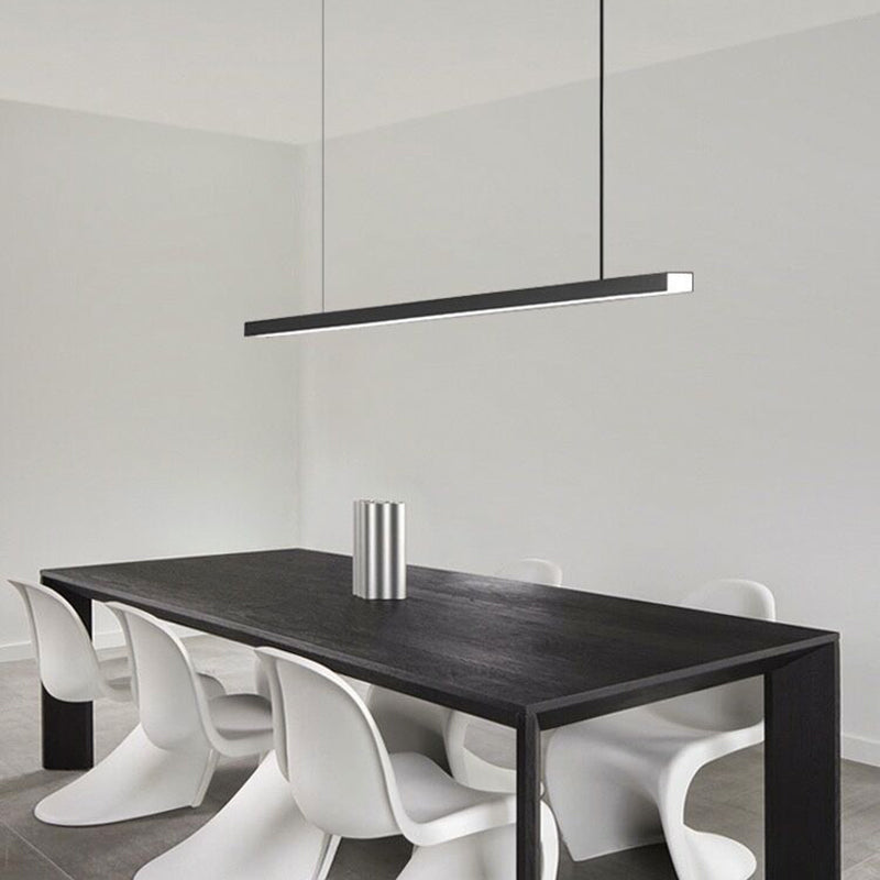 Minimalism Linear LED Island Light Fixture in Black for Dining Room