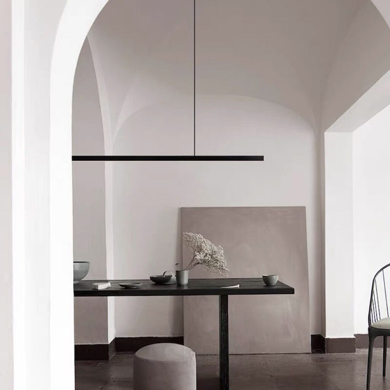 Minimalism Linear LED Island Light Fixture in Black for Dining Room