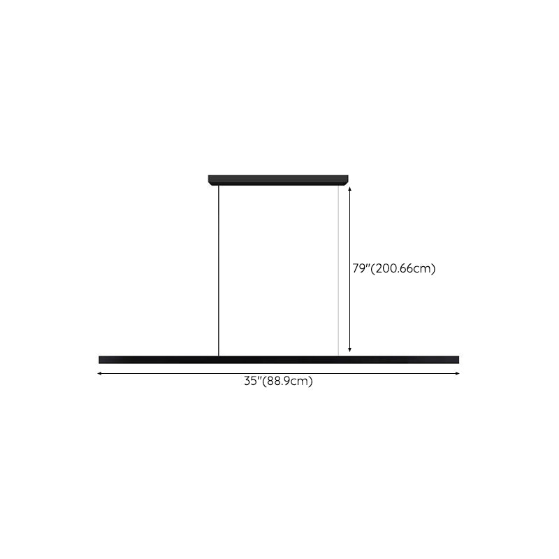 Minimalism Linear LED Island Light Fixture in Black for Dining Room