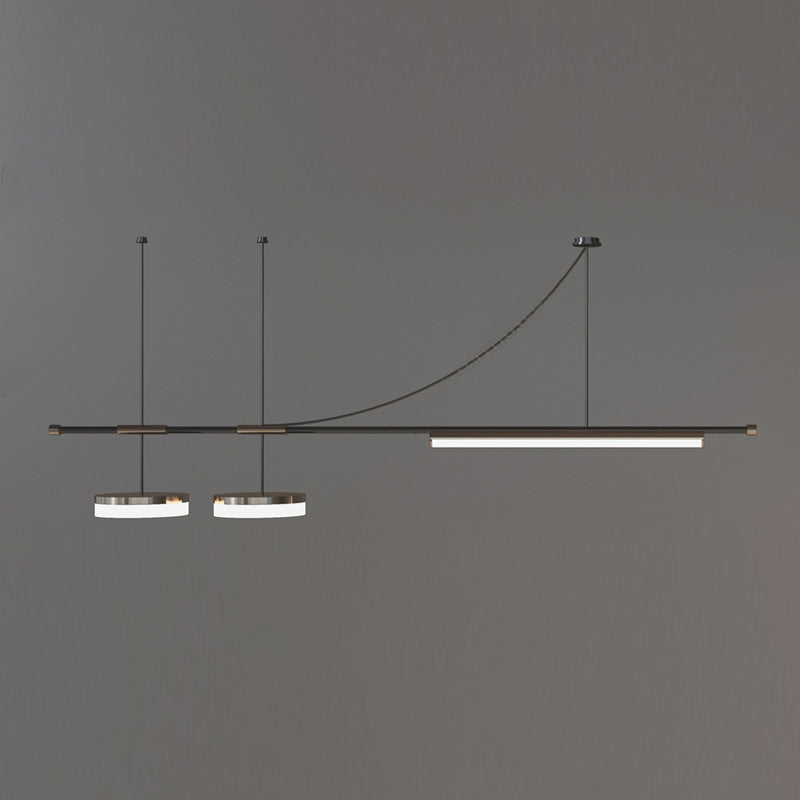 Contemporary Metal Linear Shape Pendant Light with Plastic Shade for Living Room