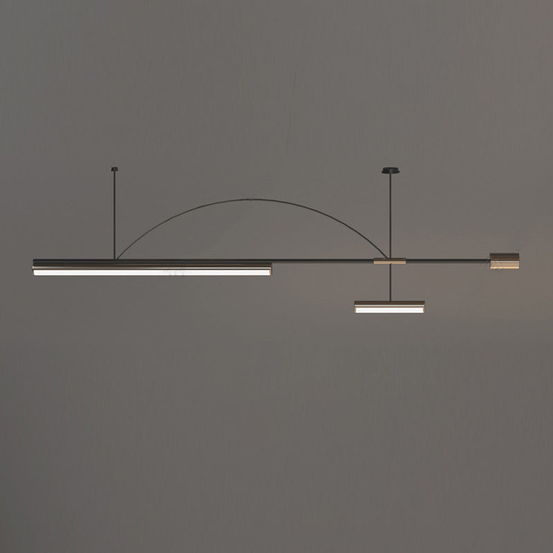 Contemporary Metal Linear Shape Pendant Light with Plastic Shade for Living Room