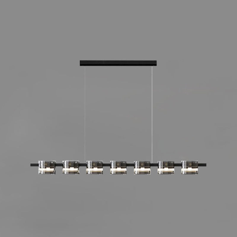 Unique Shape Hanging Lamp Modern Glass Island Lights in Black Finish