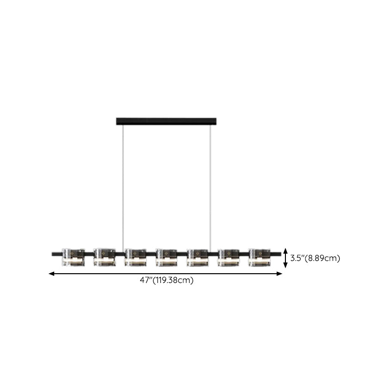 Unique Shape Hanging Lamp Modern Glass Island Lights in Black Finish